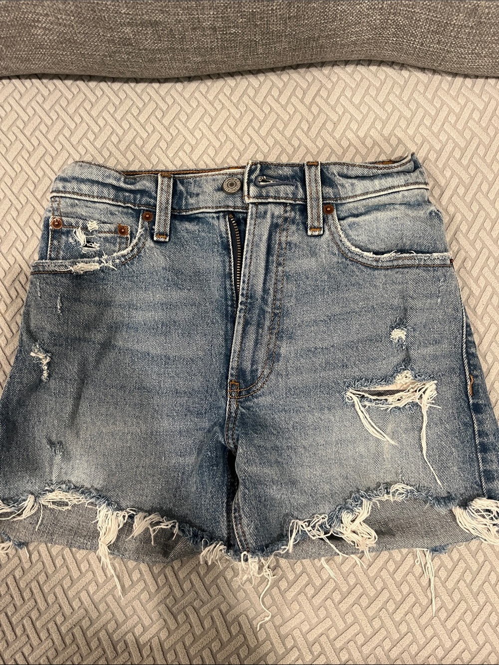 Abercrombie & Fitch Light Blue Distressed Denim Cutoff Shorts